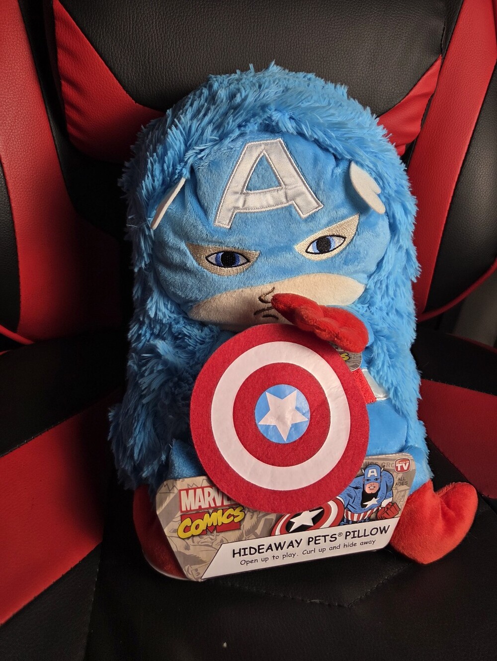 Marvel Comics Hideaway Pets Pillow Captain America Plush Blue Toy Dog Plush